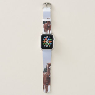 TWO HORSES ON SNOW APPLE WATCH BAND