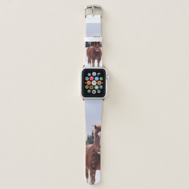 TWO HORSES ON SNOW APPLE WATCH BAND (Front)