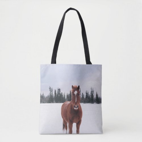 TWO HORSES ON SNOW TOTE BAG