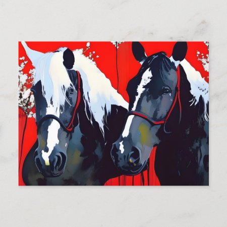 Two Horses  Postcard