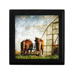 Two Horses Ready For Work Keepsake Box