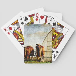 Two Horses Ready For Work Poker Cards