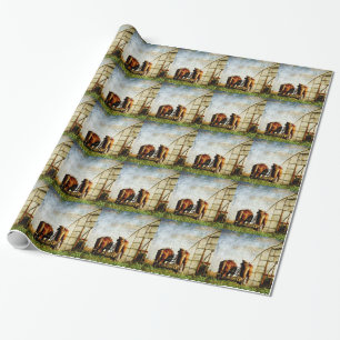Two Horses Ready For Work Wrapping Paper