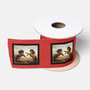 Two Horses Rearing Satin Ribbon