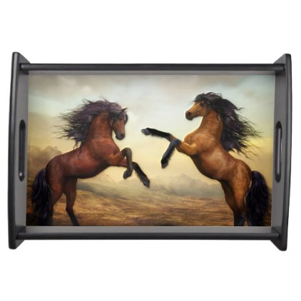 Two Horses Rearing Serving Tray