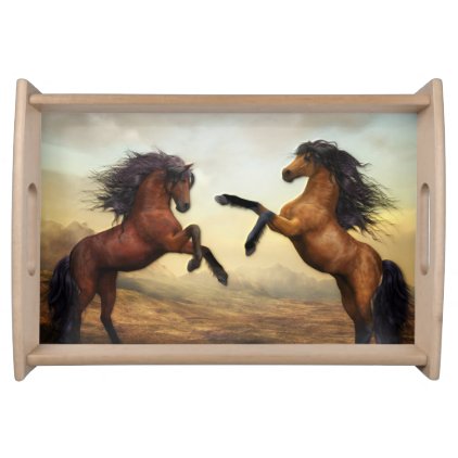 Two Horses Rearing Serving Tray