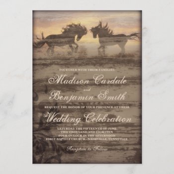 Two Horses Rustic Country Western Wedding Invites by RusticCountryWedding at Zazzle