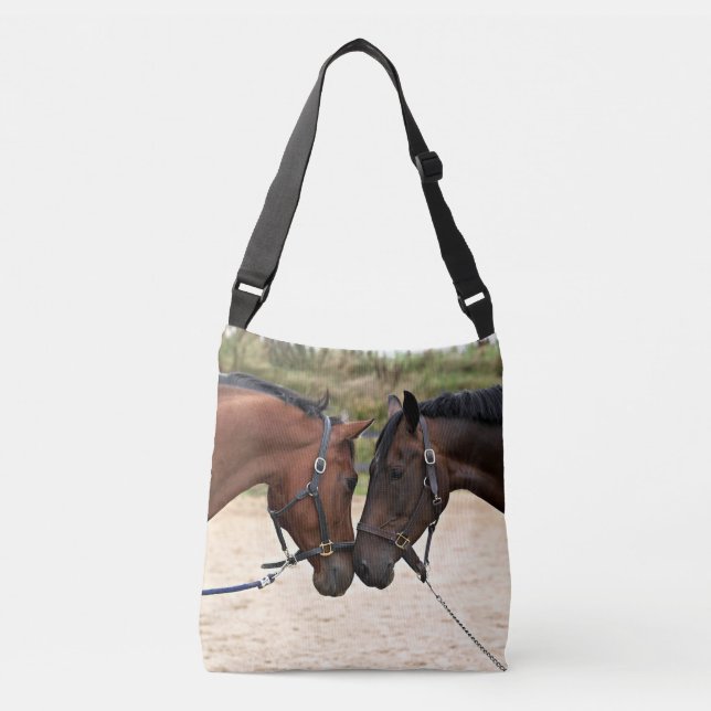 Two Horses Touching Noses Crossbody Bag (Front)