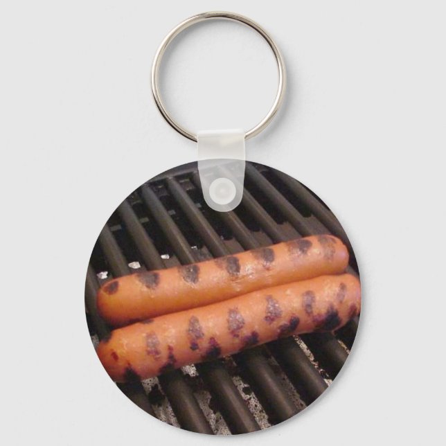 Two Hotdogs Grilling Keychain (Front)
