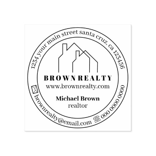Two House Outline Real Estate Rubber Stamp