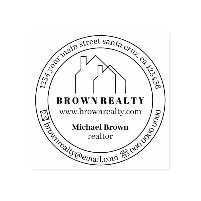 Two House Outline Real Estate Rubber Stamp