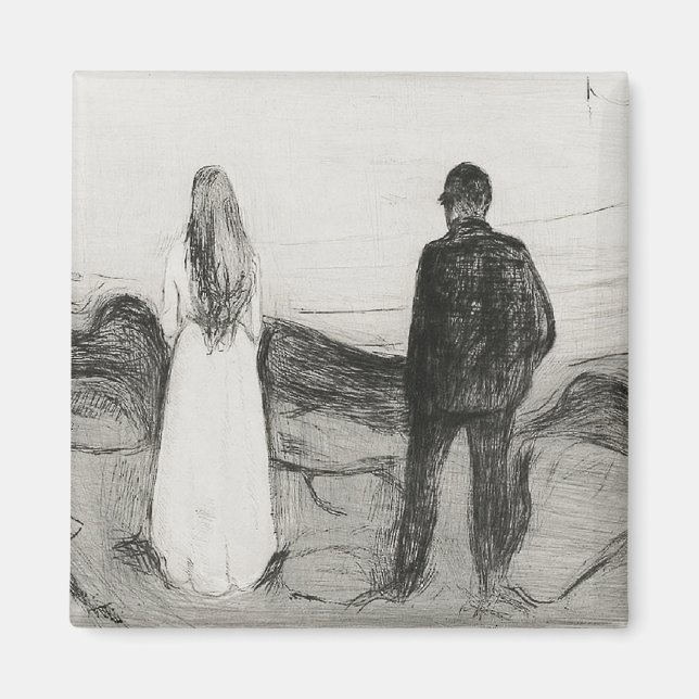 Two Human Beings. The Lonely Ones Edvard Munch Magnet (Front)