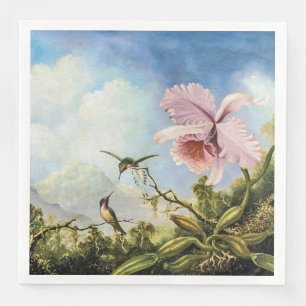Two Hummingbirds and an Orchid  Paper Guest Towels Paper Dinner Napkins