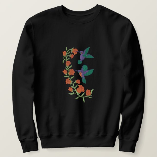 Two Hummingbirds Embroidered Sweatshirt (Design Front)