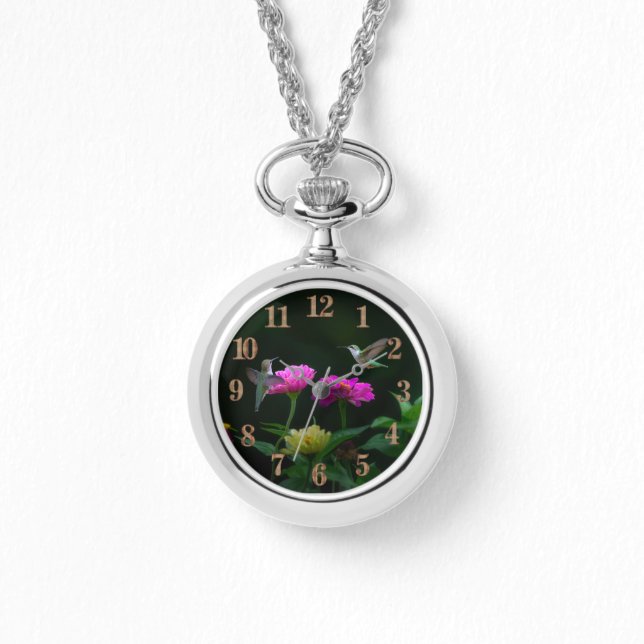 Two Hummingbirds Necklace eWatch Watch (Front)