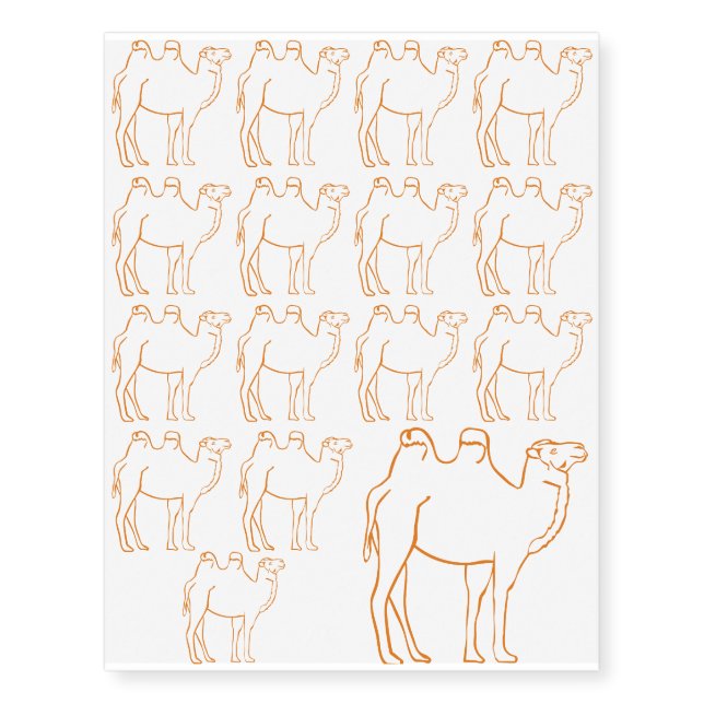 two humpback camels temporary tattoos (Front)