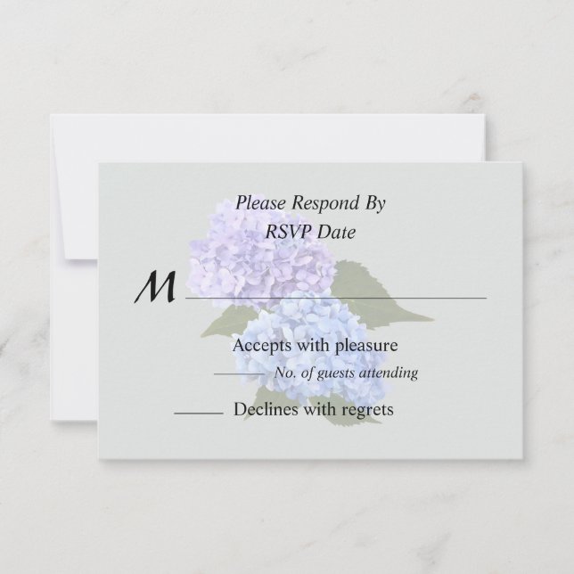 Two Hydrangea Blue and Lavender RSVP Card (Front)