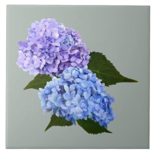 Two Hydrangea Lavender and Blue Ceramic Tile