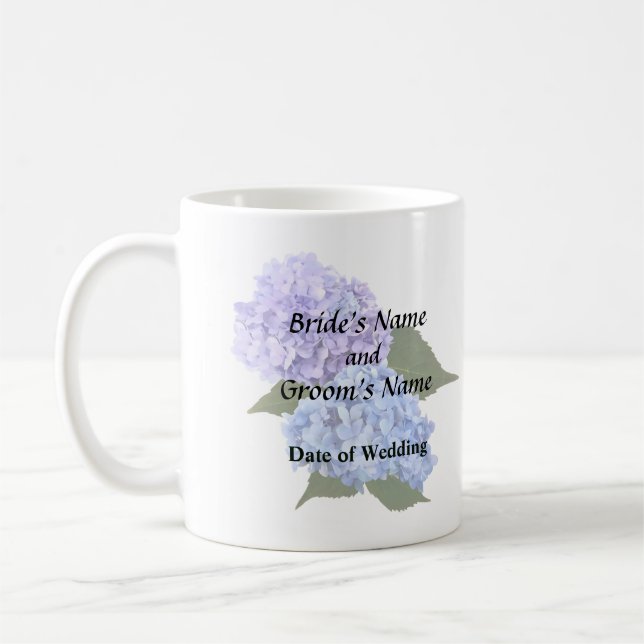 Two Hydrangea Lavender and Blue Coffee Mug (Left)