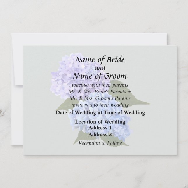 Two Hydrangea Lavender and Blue Invitation (Front)