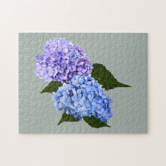 Two Hydrangea Lavender and Blue Jigsaw Puzzle (Horizontal)