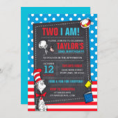 Two I Am | The Cat in the Hat Chalkboard Birthday Invitation (Front/Back)