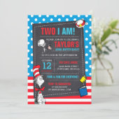 Two I Am | The Cat in the Hat Chalkboard Birthday Invitation (Standing Front)