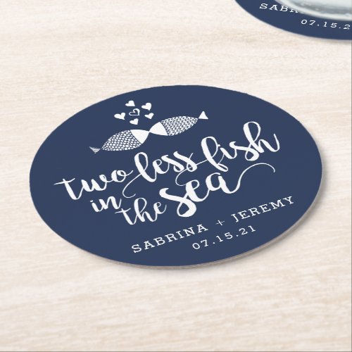 Two if By Sea  Personalized Wedding Round Paper Coaster