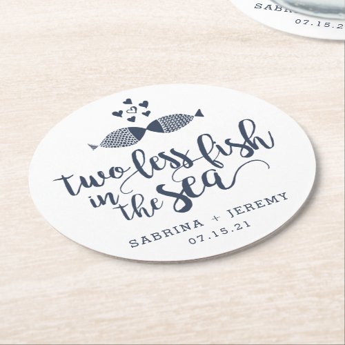 Two if By Sea  Personalized Wedding Round Paper Coaster