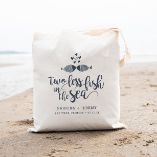 Newlywed gift, two less fish in the sea personalized sign, Beach