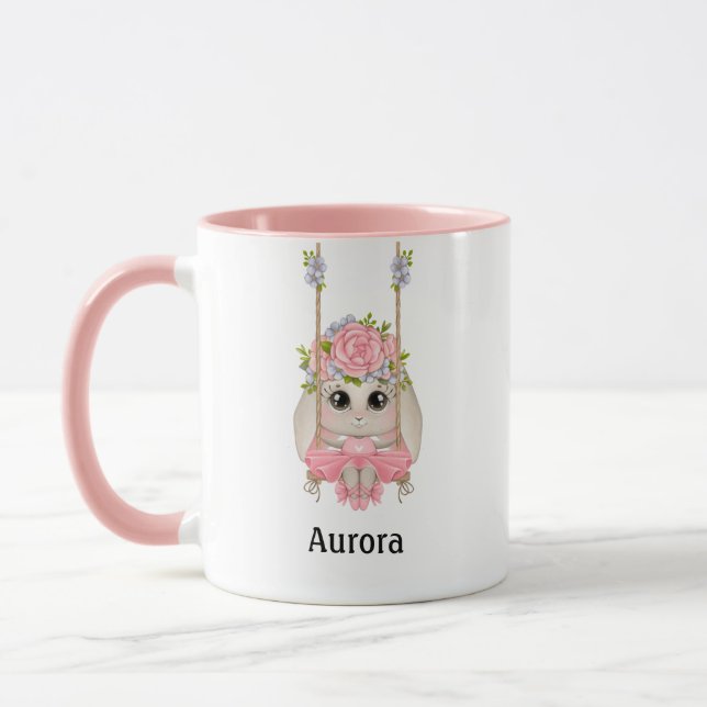 Two Image Ballet Bunny on Swing and Ballet Shoes Mug (Left)