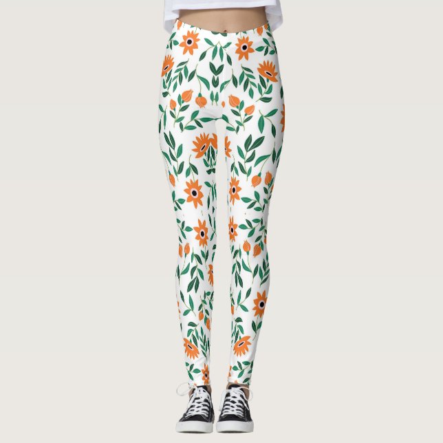 Two images of floral leggings showcase  (Front)