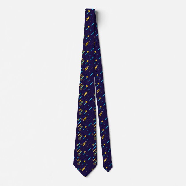 Two images showing the front and back of a navy  neck tie (Front)