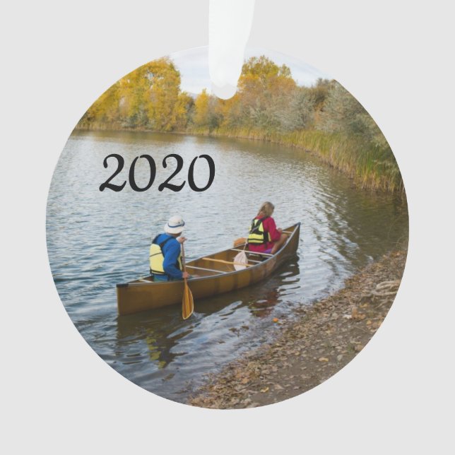 Two in a Canoe Photo Template Ornament (Front)