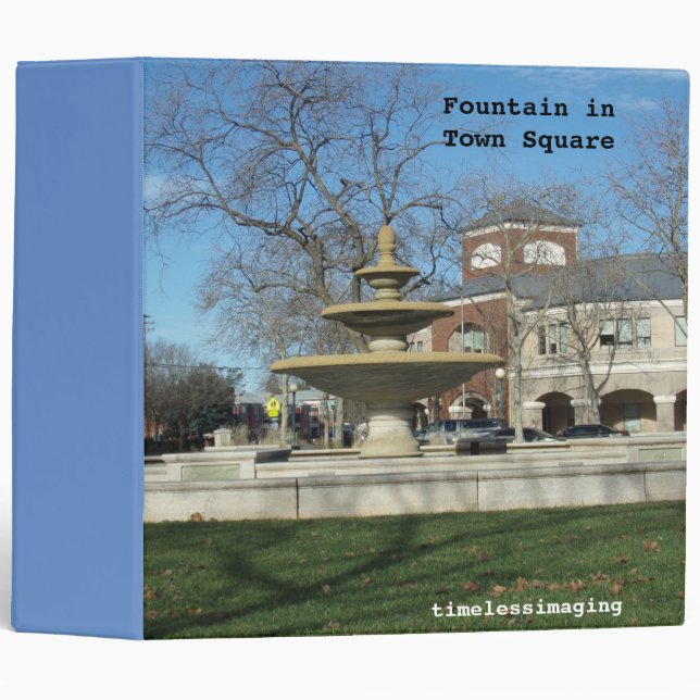 Two Inch Binder with a Fountain on the front. (Front/Spine)