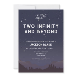 Two Infinity and Beyond Second Birthday Party Invitation