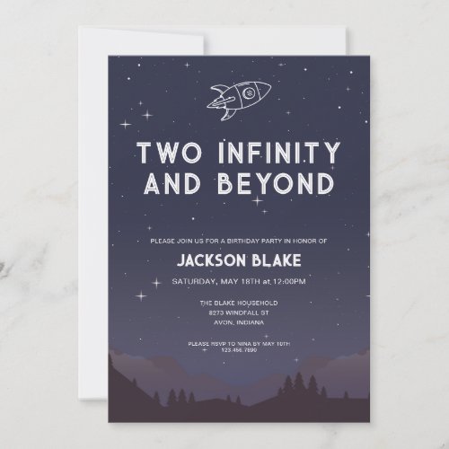 Two Infinity and Beyond Second Birthday Party Invitation