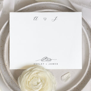 Two Initial Elegant Couple Monogram Stationery  Note Card