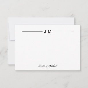 Two Initial Monogram Black Couple Stationery Thank You Card