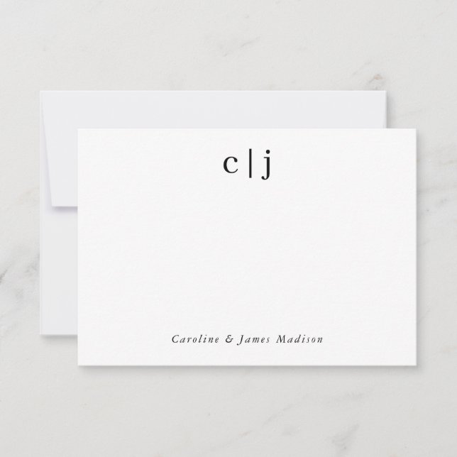 Two Initial Monogram Couple Newlywed Stationery Note Card (Front)