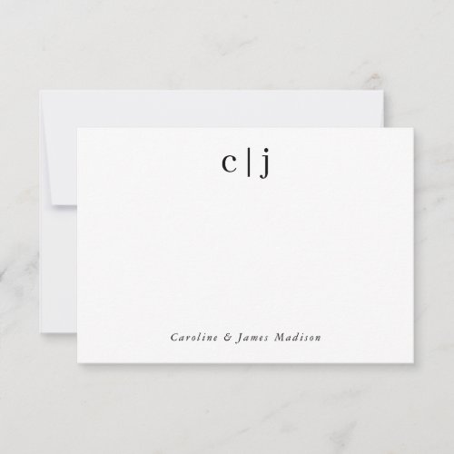 Two Initial Monogram Couple Newlywed Stationery Note Card