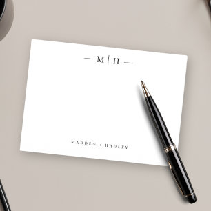 Two Initial Monogram Elegant Couple Stationery Note Card