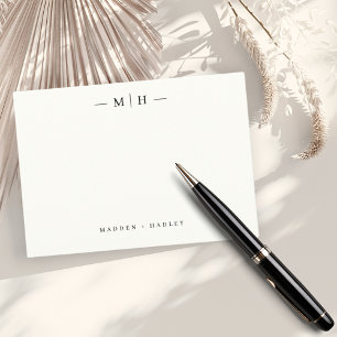 Two Initial Monogram Elegant Couple Stationery Note Card