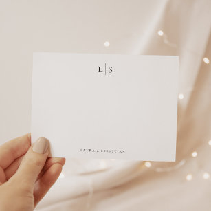 Two Initial Monogram Elegant Couple Stationery Note Card