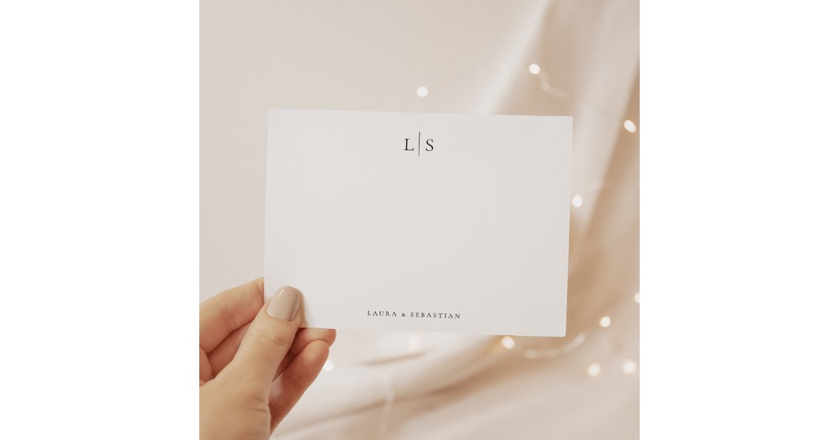 Two Initial Monogram Elegant Couple Stationery Note Card | Zazzle
