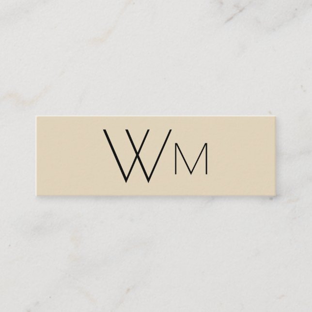 Two Initial Monogram (Tan / Black) Mini Business Card (Front)