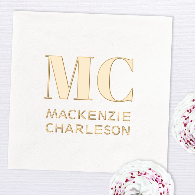 Two Initial Simple Monogram Initial Name Foil Napkins (Two initial monogram name foil party paper napkin)