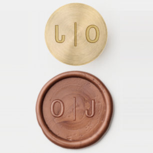 Two Initials (Line) Minimalist Modern Wedding Wax Seal Stamp