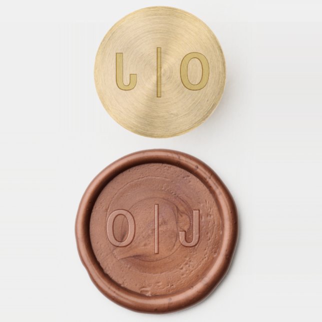 Two Initials (Line) Minimalist Modern Wedding Wax Seal Stamp (Stamped)
