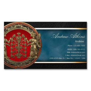 Two Instances of Gold Ninurta with Tree of Life Business Card Magnet